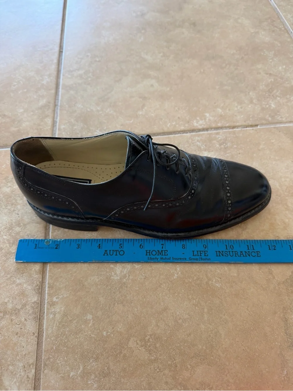 Bostonian Impressions USA Black Leather Brogue Cap Toe Oxfords 9.5